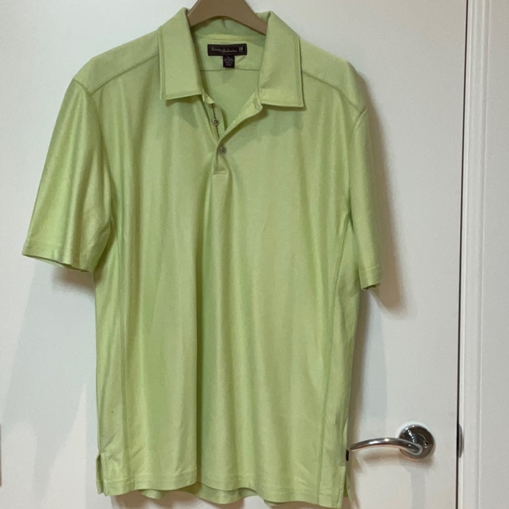Tommy Bahama lime green silk polo